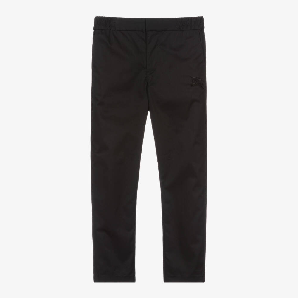 Burberry-Boys Black Twill Cotton Pants | Childrensalon Outlet