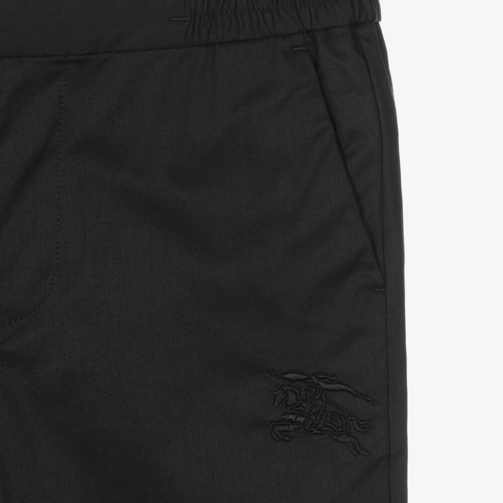 Burberry-Boys Black Twill Cotton Pants | Childrensalon Outlet
