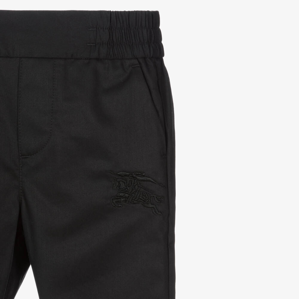 Burberry-Boys Black Twill Cotton Pants | Childrensalon Outlet