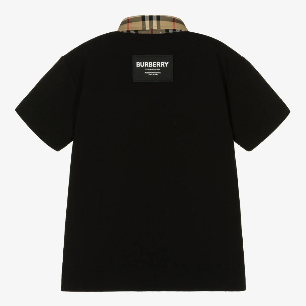 Burberry-Boys Black Vintage Check Polo Shirt | Childrensalon Outlet