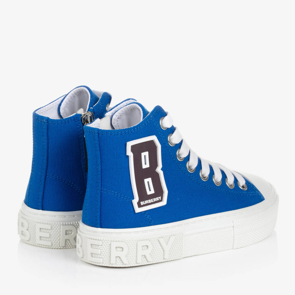 Burberry-Boys Blue Canvas High-Tops | Childrensalon Outlet