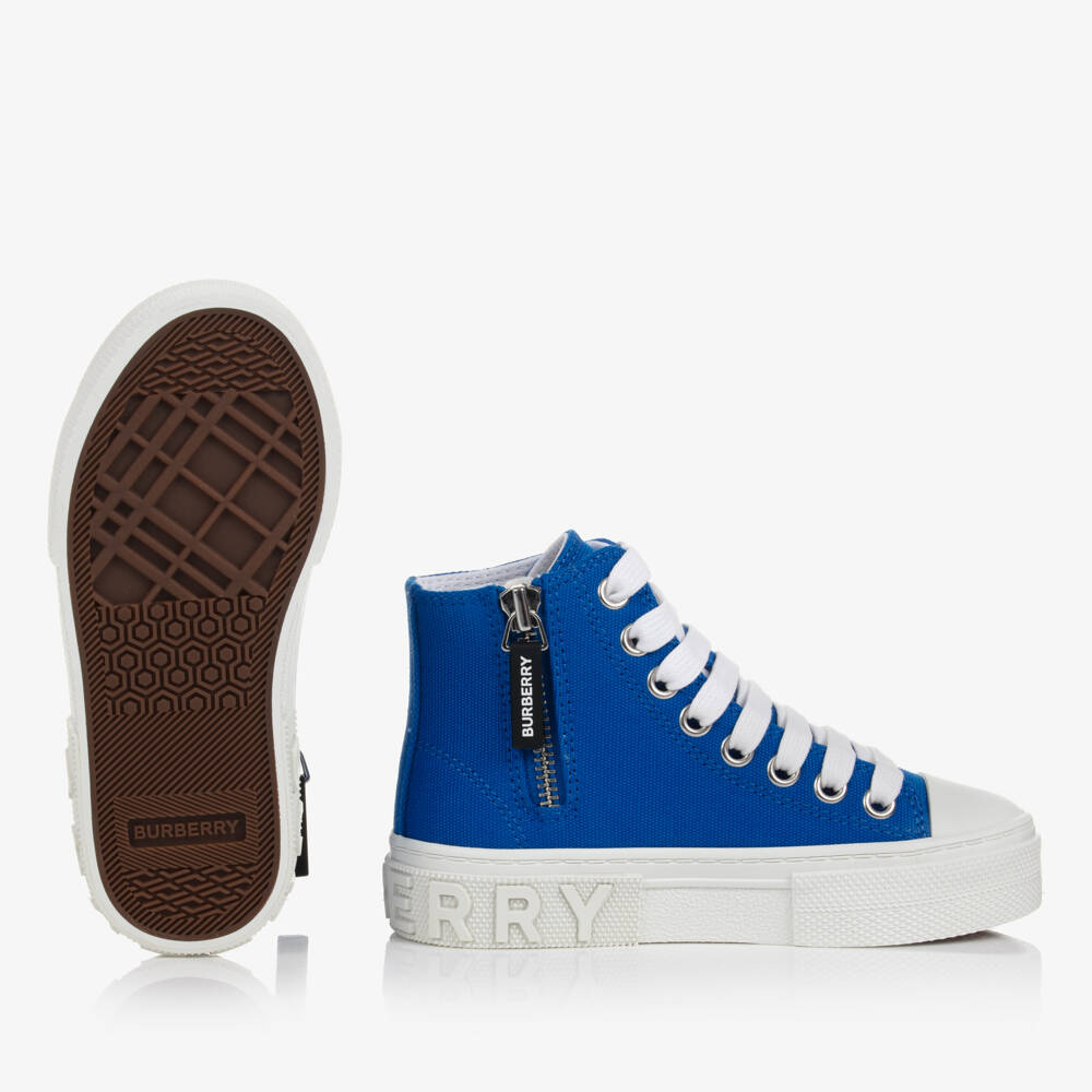 Burberry-Boys Blue Canvas High-Tops | Childrensalon Outlet
