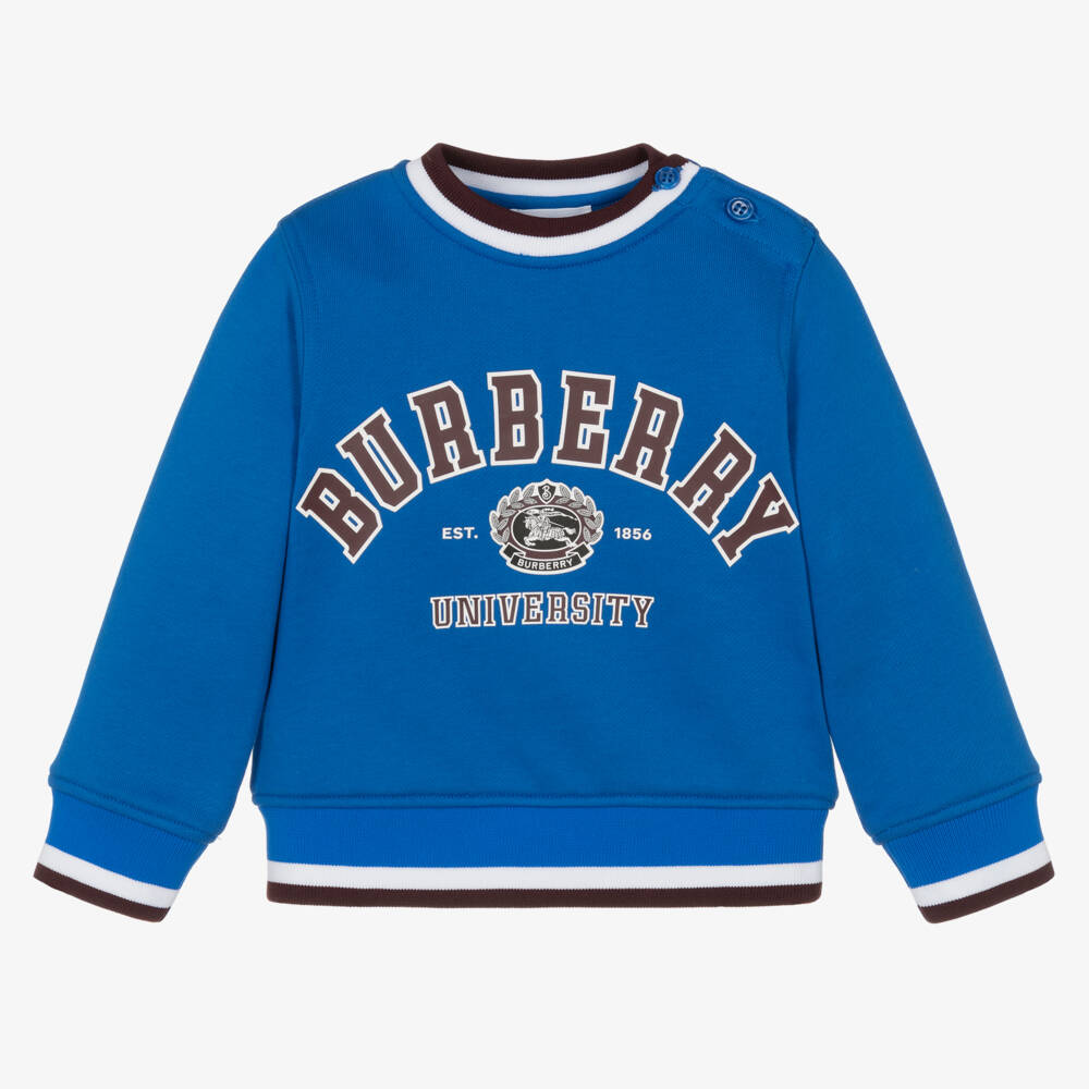 Burberry-Boys Blue Cotton College Sweatshirt | Childrensalon Outlet