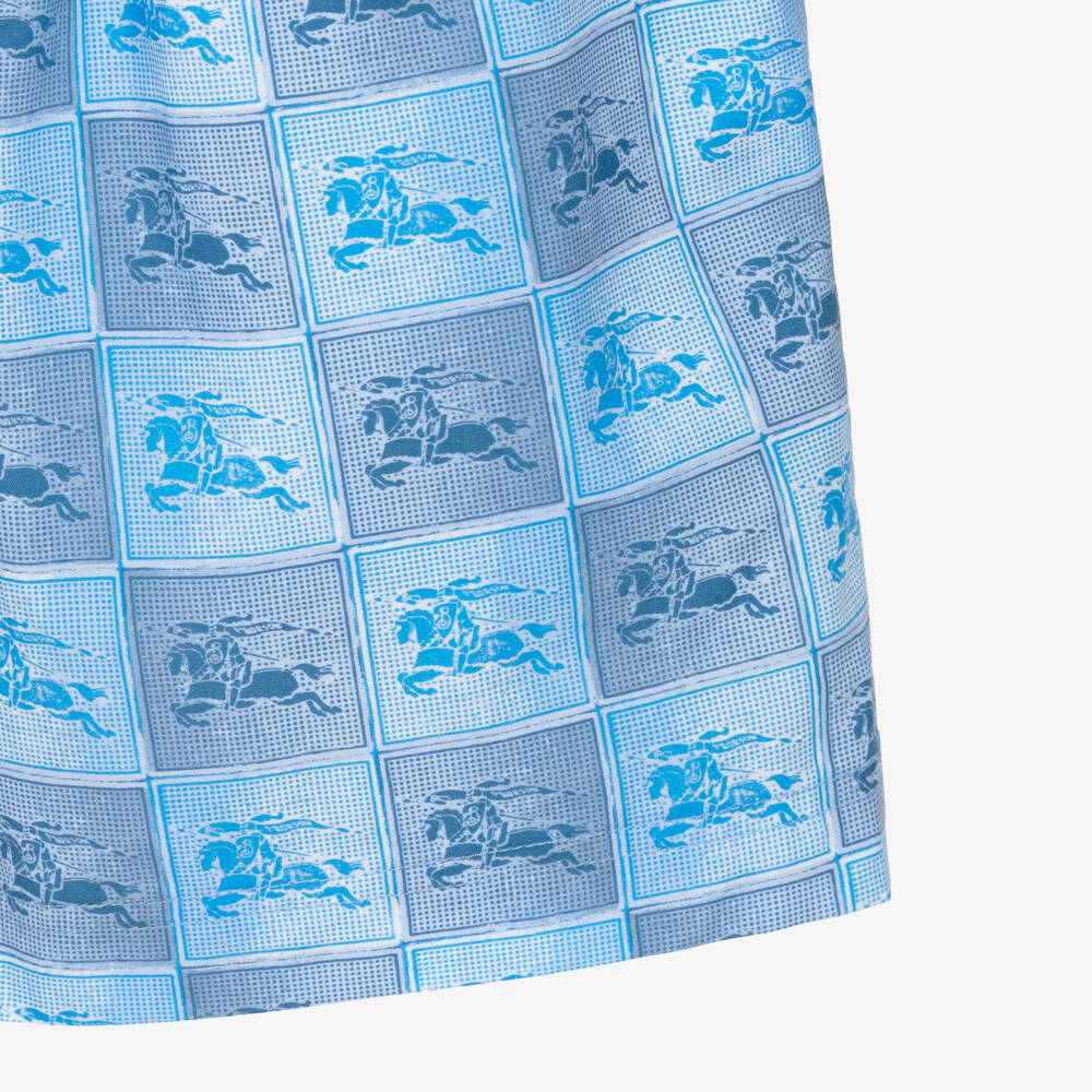 Burberry-Boys Blue Cotton EKD Checkerboard Shorts | Childrensalon Outlet