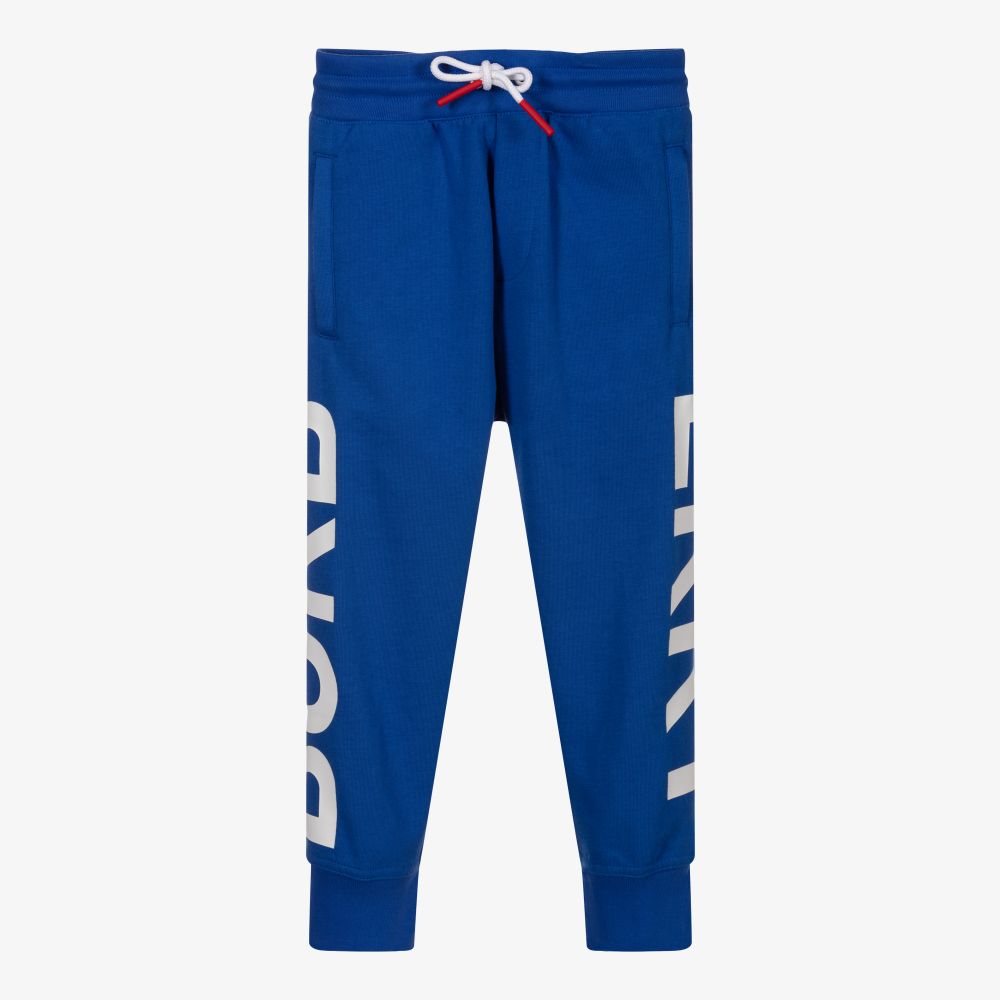 Burberry - Boys Blue Cotton Logo Joggers | Childrensalon