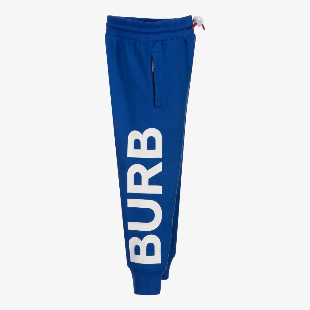 Burberry-Boys Blue Cotton Logo Joggers | Childrensalon Outlet