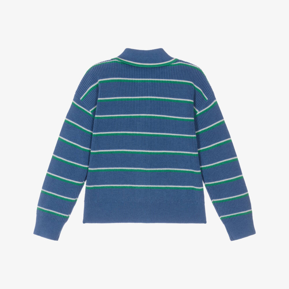 Burberry-Boys Blue Cotton & Wool Striped Cardigan | Childrensalon Outlet