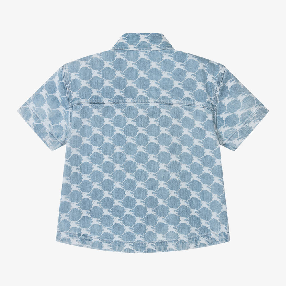 Burberry-قميص جينز أزرق بنقشة الماس للأولاد | Childrensalon Outlet