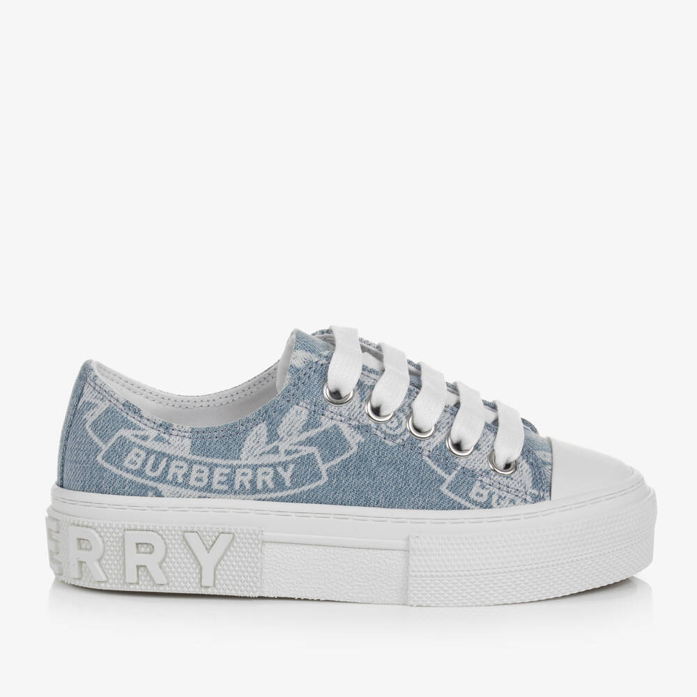 Burberry-Boys Blue Leaf Emblem Lace Trainers | Childrensalon Outlet