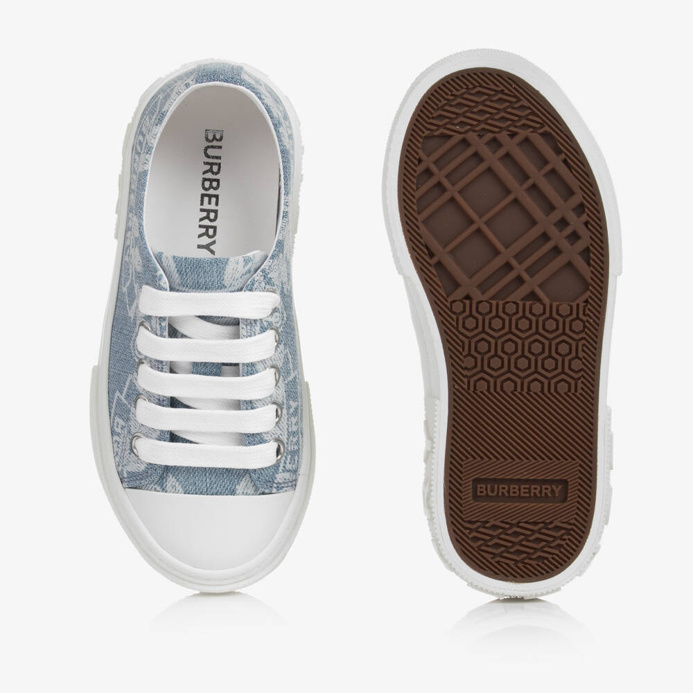 Burberry-Boys Blue Leaf Emblem Lace Trainers | Childrensalon Outlet