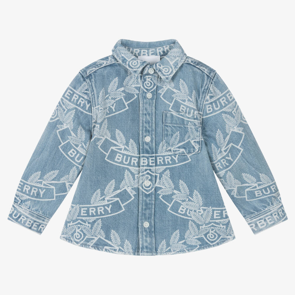 Burberry-Boys Blue Leaf Patterned Shirt | Childrensalon Outlet
