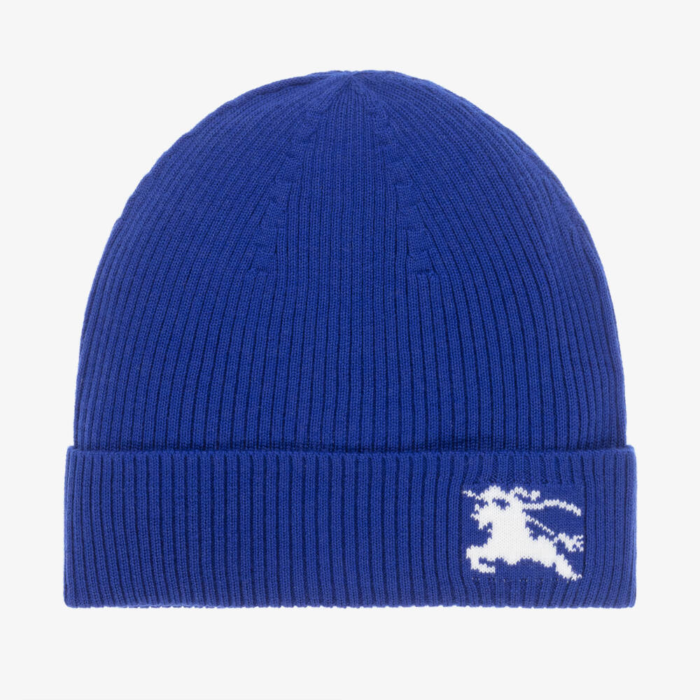 Burberry-Boys Blue Merino Wool Hat | Childrensalon Outlet