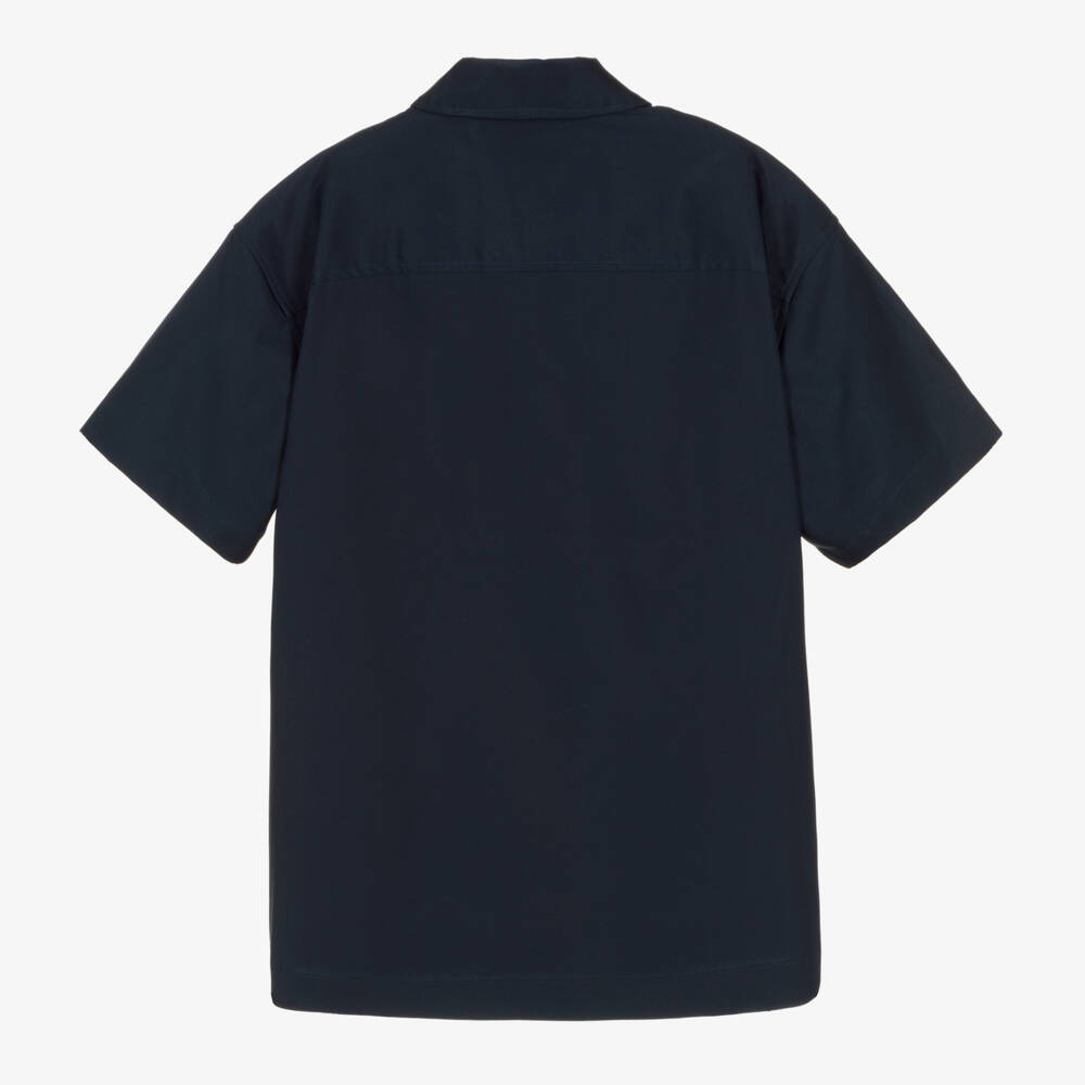 Burberry-Boys Blue Script Logo Cotton Shirt | Childrensalon Outlet