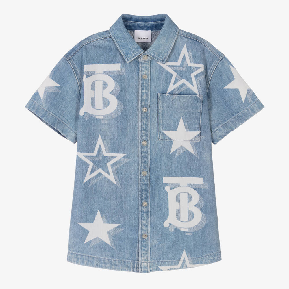 Burberry-Boys Blue Star Denim Shirt | Childrensalon Outlet