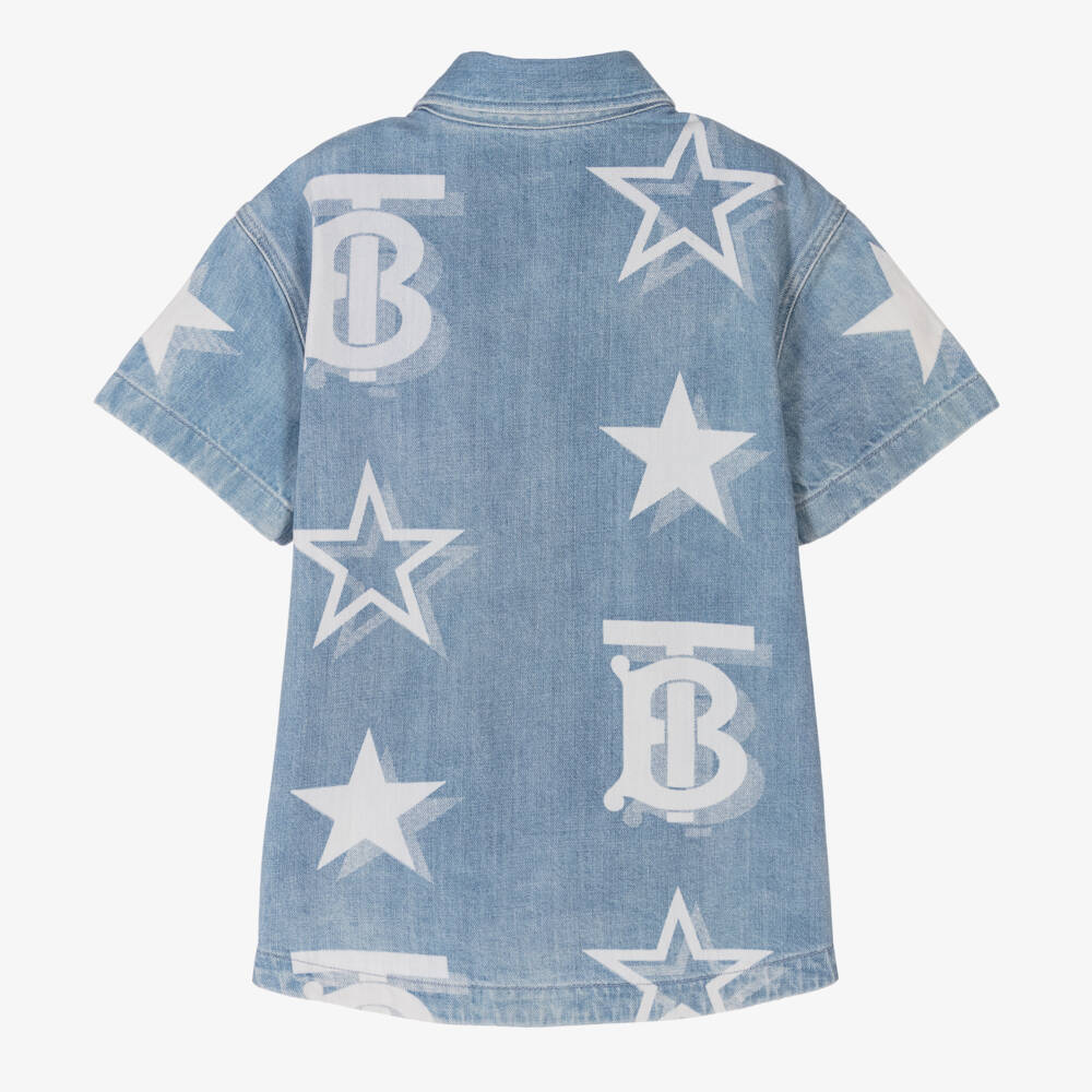 Burberry-Boys Blue Star Denim Shirt | Childrensalon Outlet