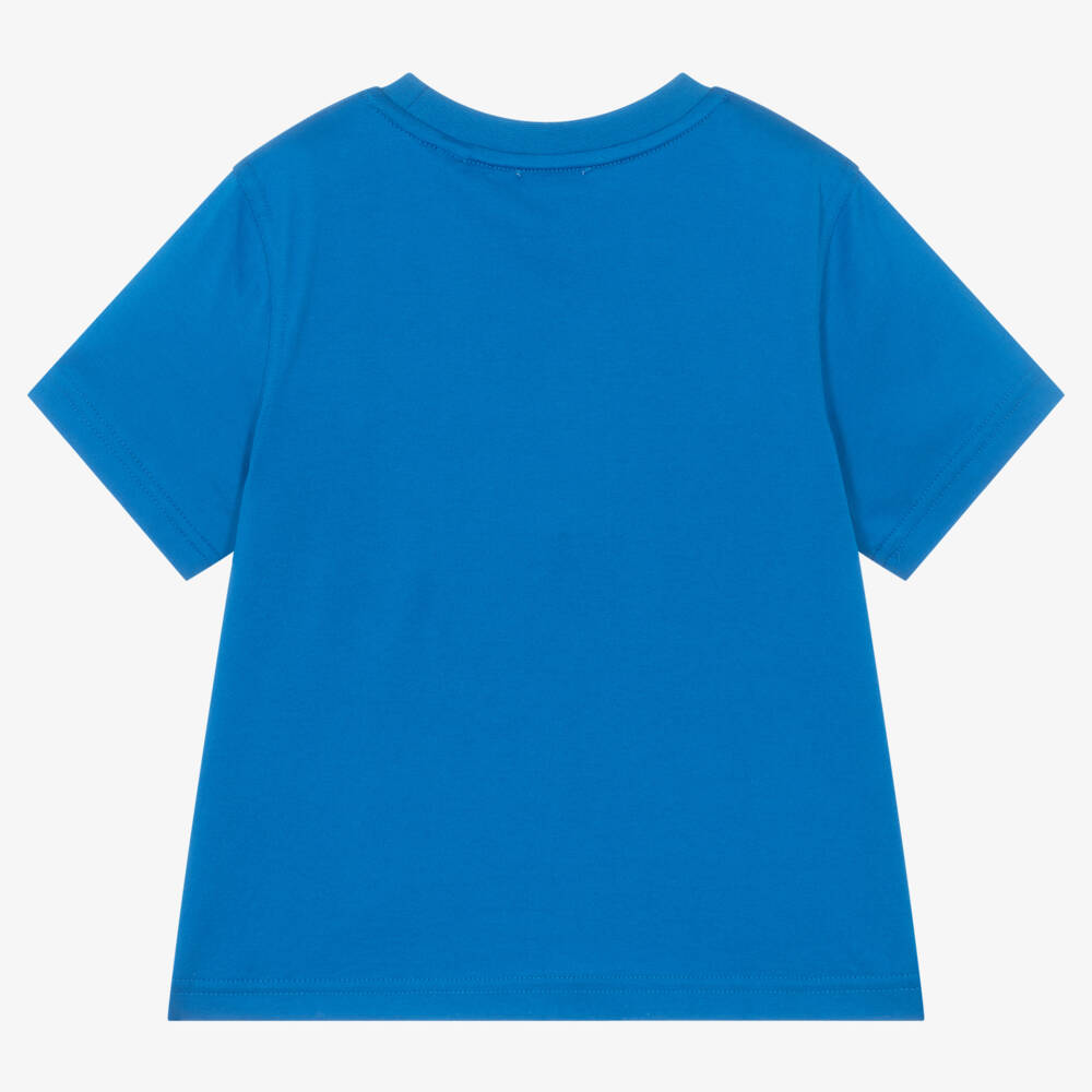 Burberry-Boys Blue Varsity Logo Tee | Childrensalon Outlet