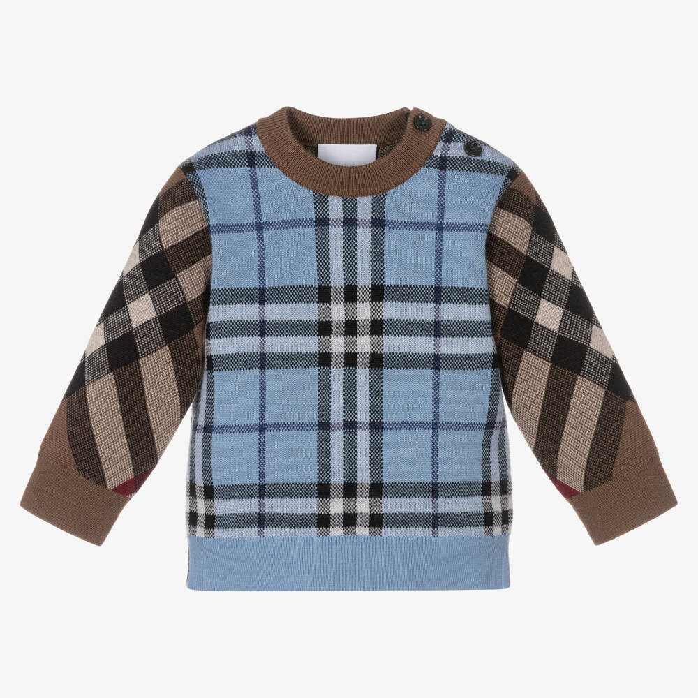 Burberry-Boys Blue Wool Blend Jumper | Childrensalon Outlet