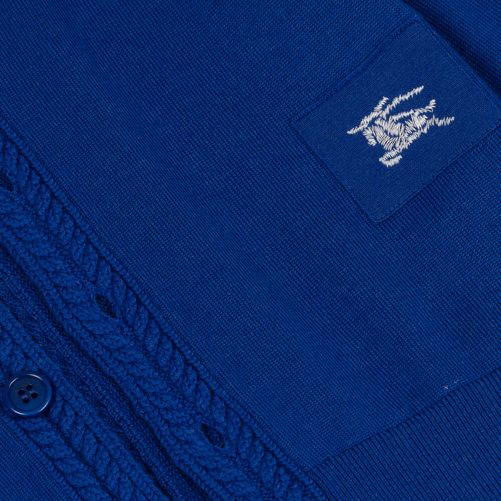 Burberry-Boys Blue Wool Cardigan | Childrensalon Outlet