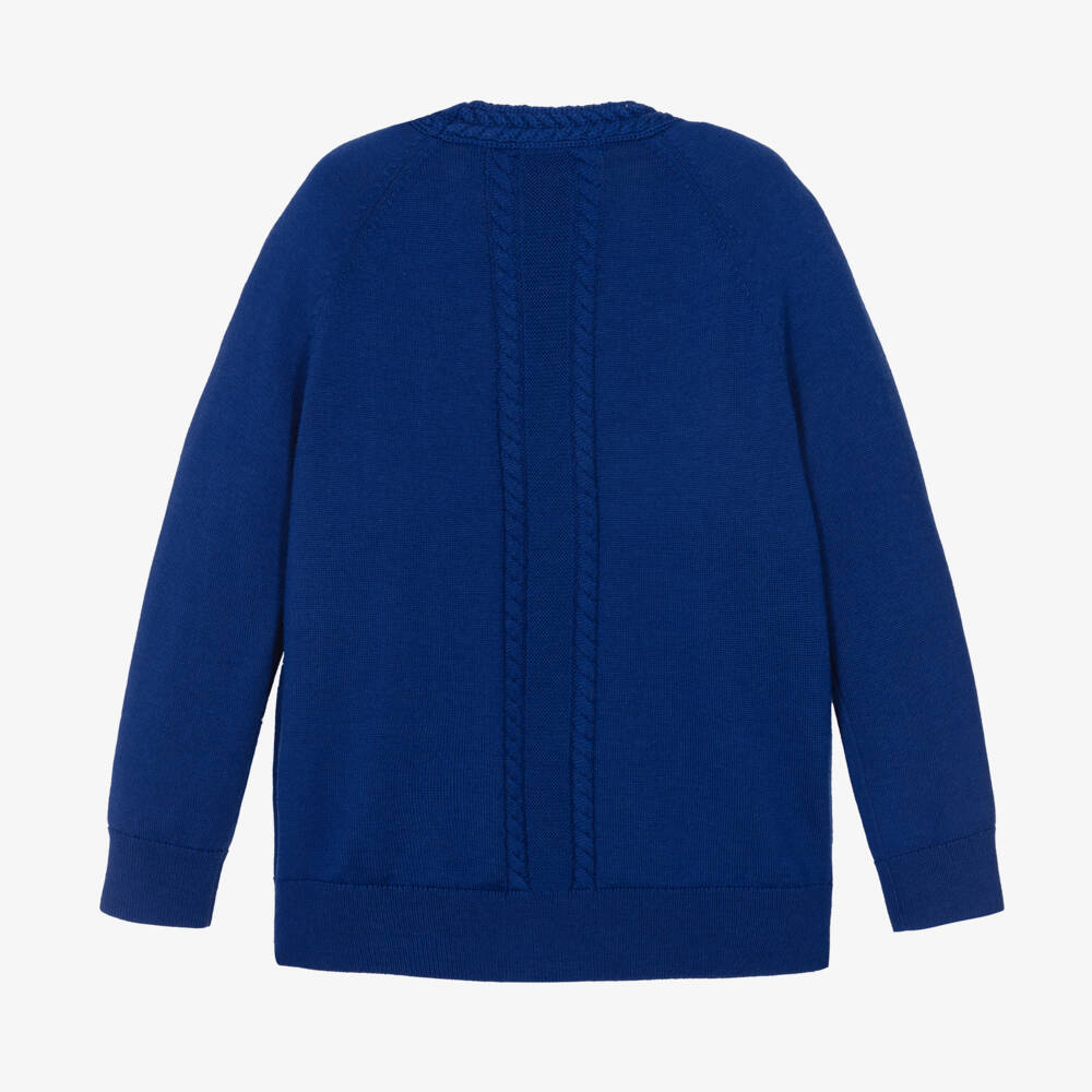 Burberry-Boys Blue Wool Cardigan | Childrensalon Outlet