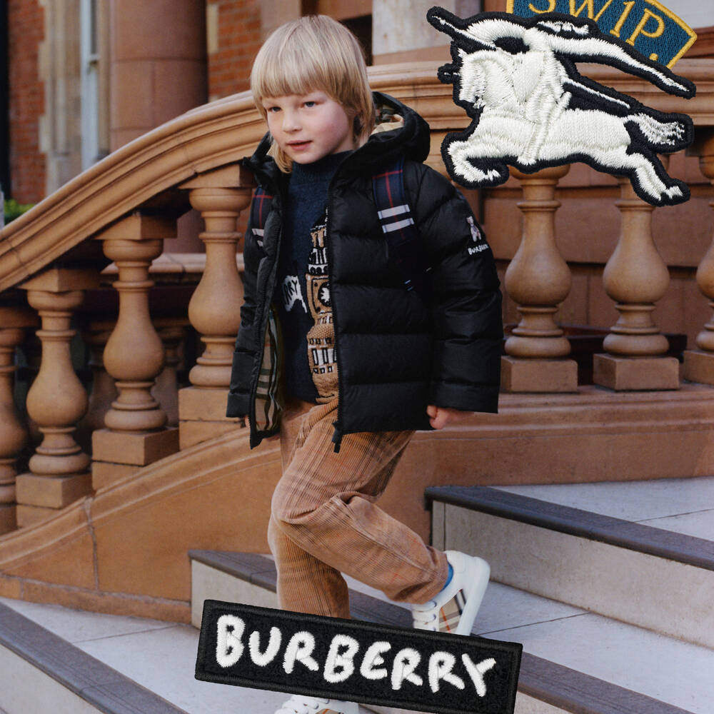 Burberry-Boys Blue Wool Knit Sweater with Big Ben Graphic | Childrensalon Outlet