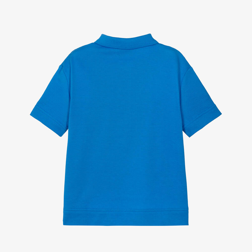 Burberry-Boys Bright Blue Cotton Piqué EKD Polo Shirt | Childrensalon Outlet