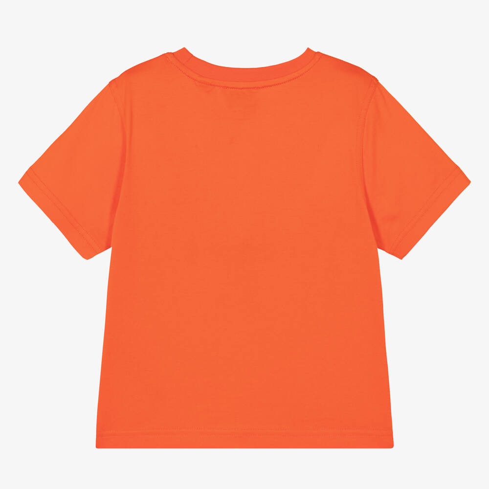 Burberry-Boys Bright Orange Cotton Tee | Childrensalon Outlet