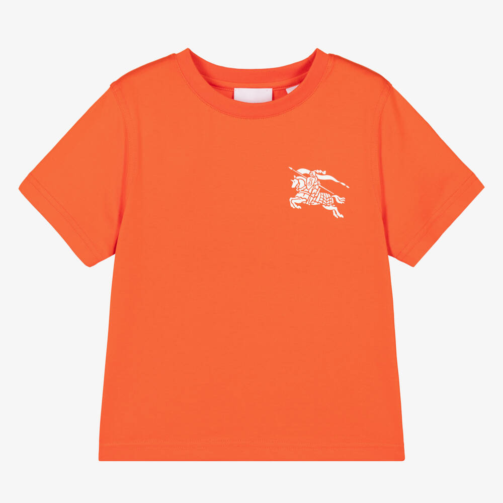 Burberry-Boys Bright Orange Cotton Tee | Childrensalon Outlet