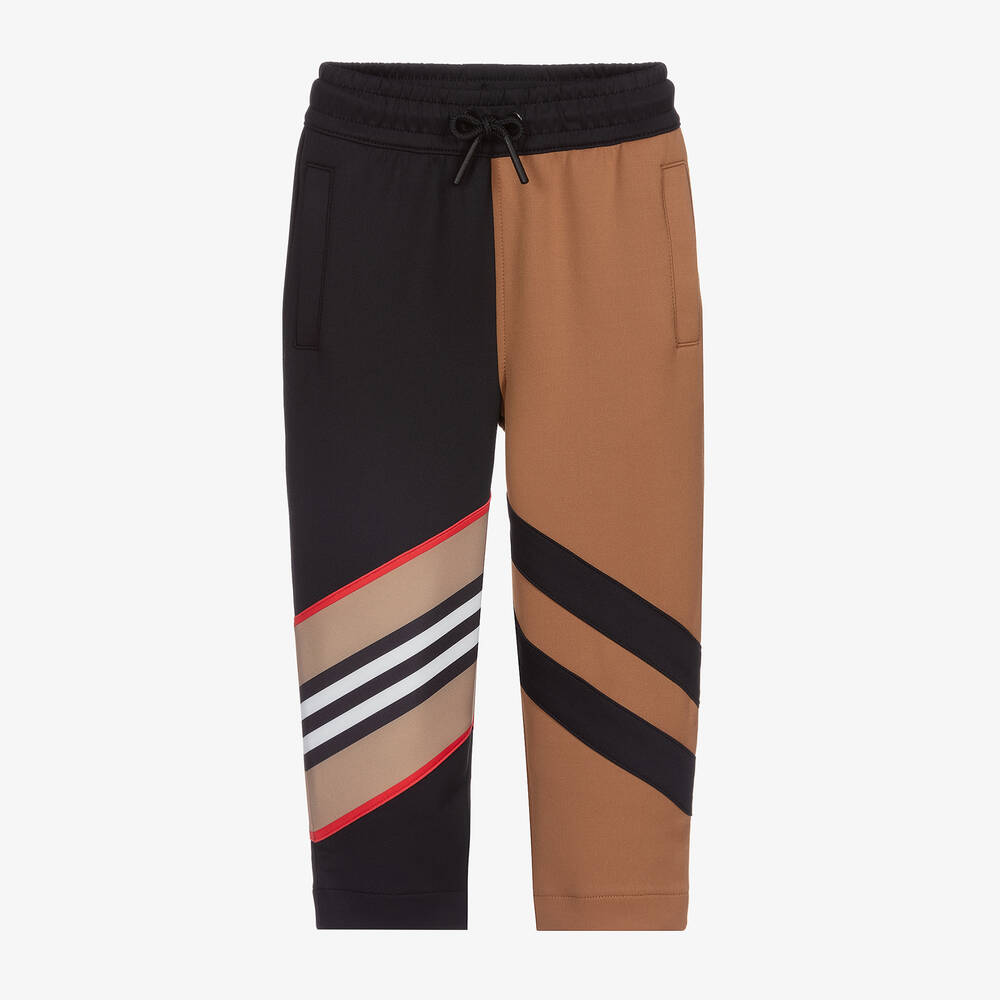 Burberry - Pantalon de survêtement camel et noir Garçon | Childrensalon