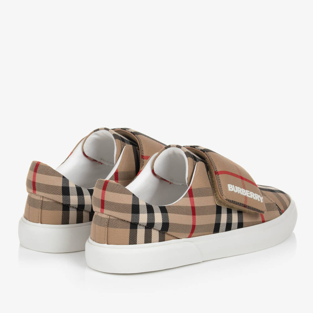 Burberry-Boys Casual Beige Check Sneakers | Childrensalon Outlet