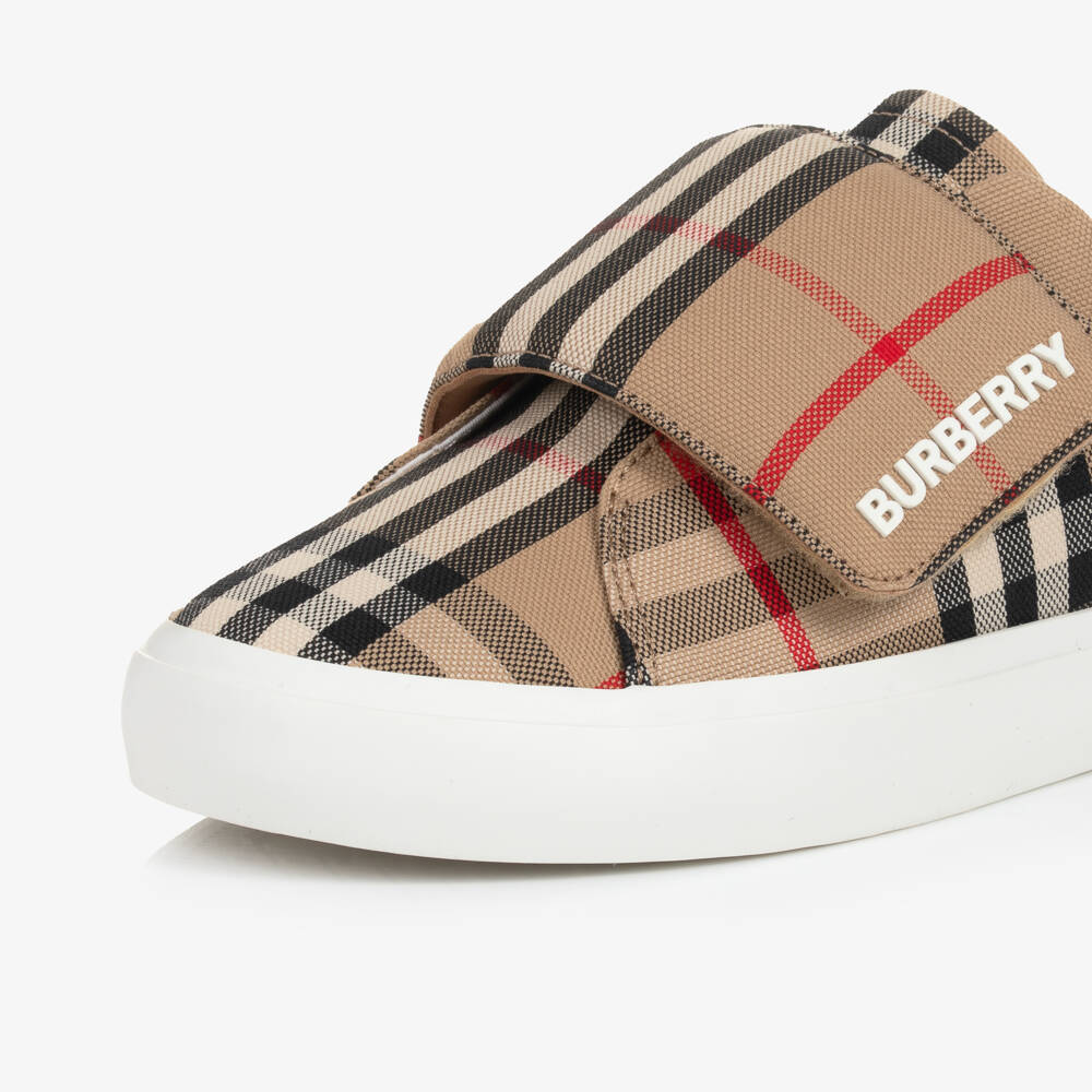 Burberry-Boys Casual Beige Check Sneakers | Childrensalon Outlet