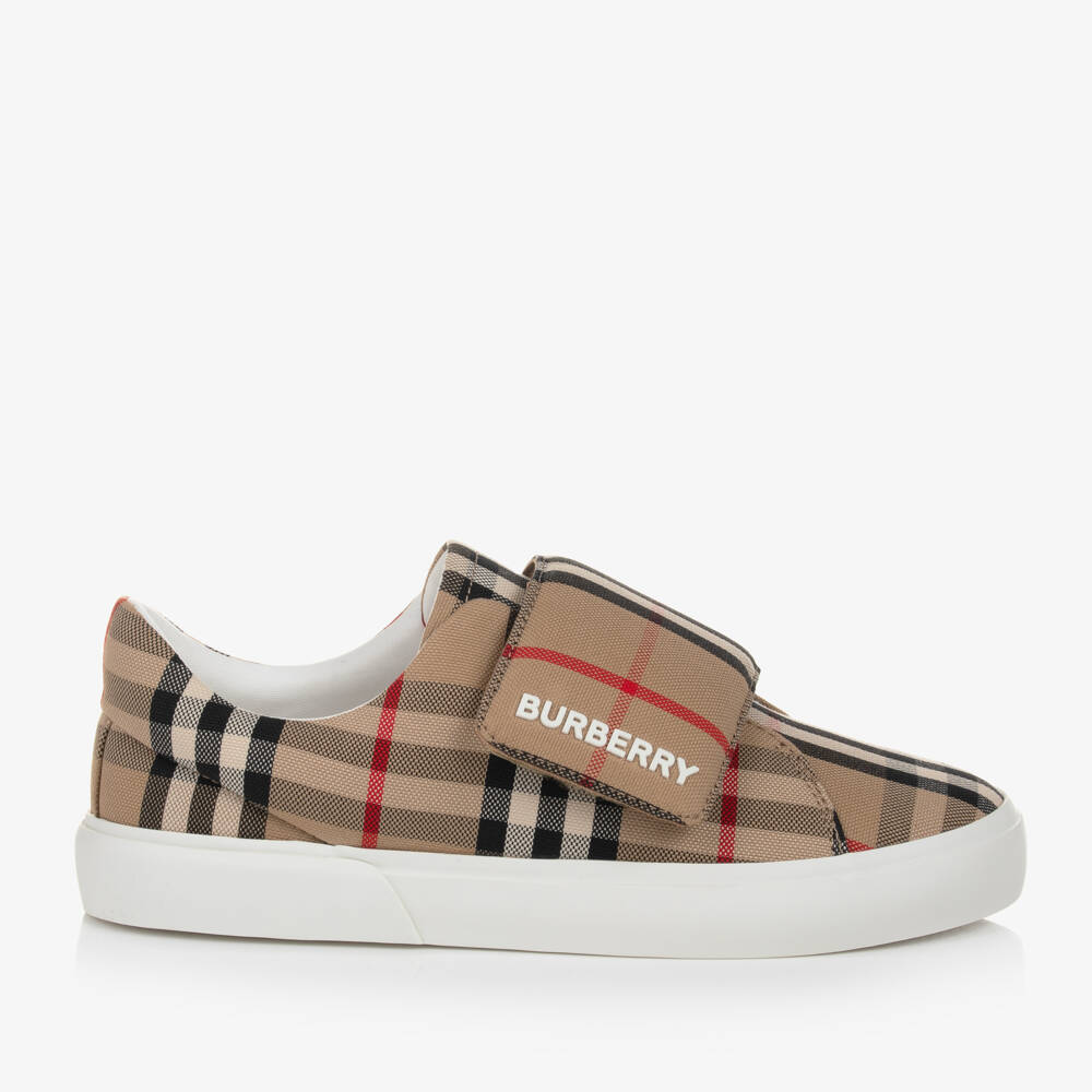 Burberry-Boys Casual Beige Check Sneakers | Childrensalon Outlet
