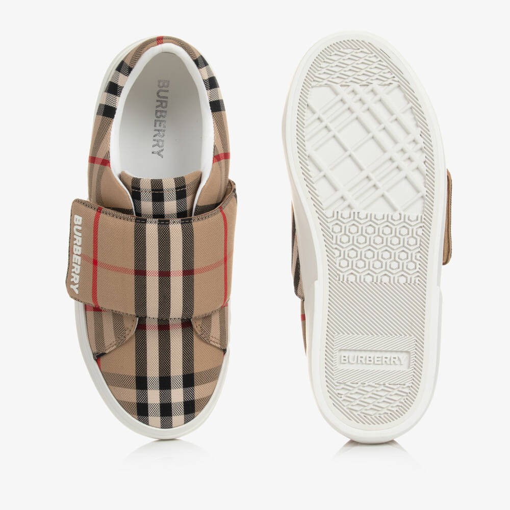 Burberry-Boys Casual Beige Check Sneakers | Childrensalon Outlet