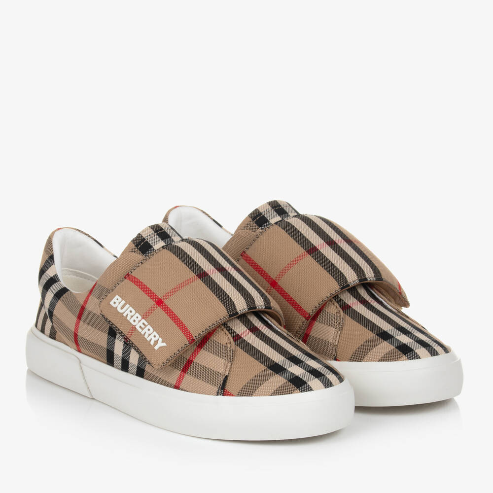 Burberry-Boys Casual Beige Check Sneakers | Childrensalon Outlet