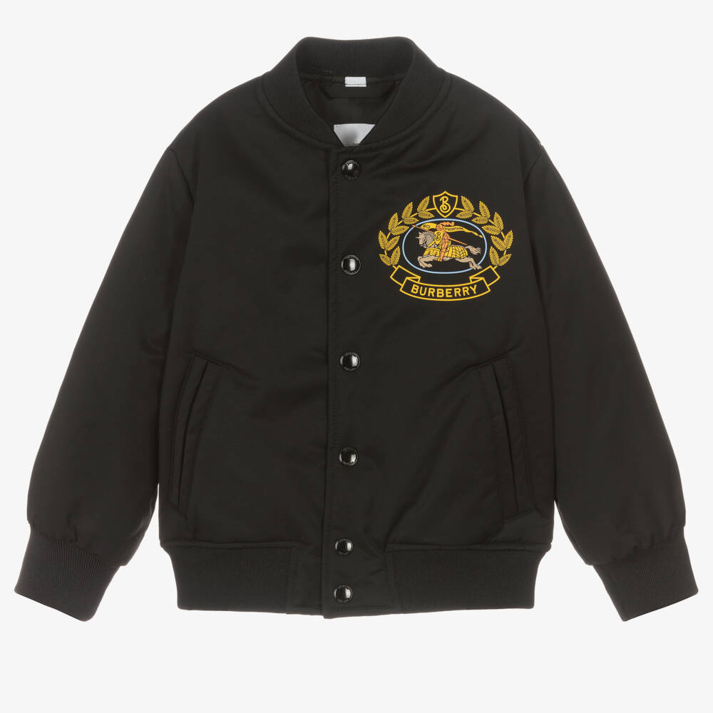 Burberry-Boys Charcoal Emblem Bomber Jacket | Childrensalon Outlet