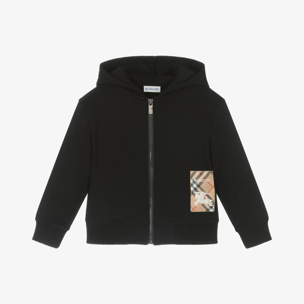 Burberry-Boys Charcoal Zip Hoodie Delight | Childrensalon Outlet