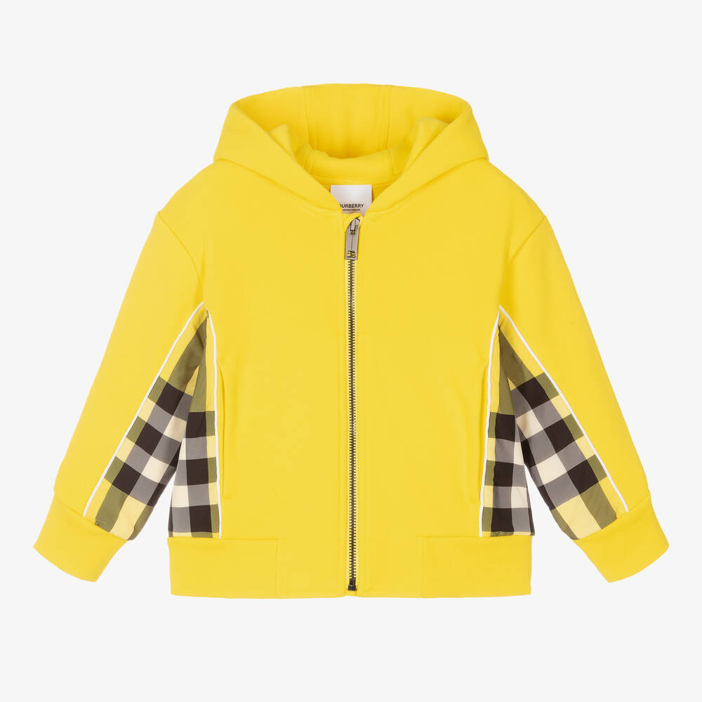 Burberry - Boys Check Panel Zip-Up Top | Childrensalon