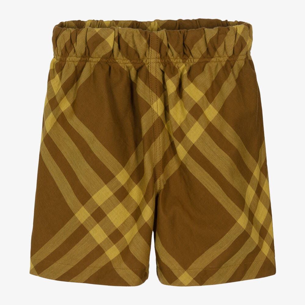 Burberry-Коричневые шорты в клетку из хлопка для мальчиков | Childrensalon Outlet