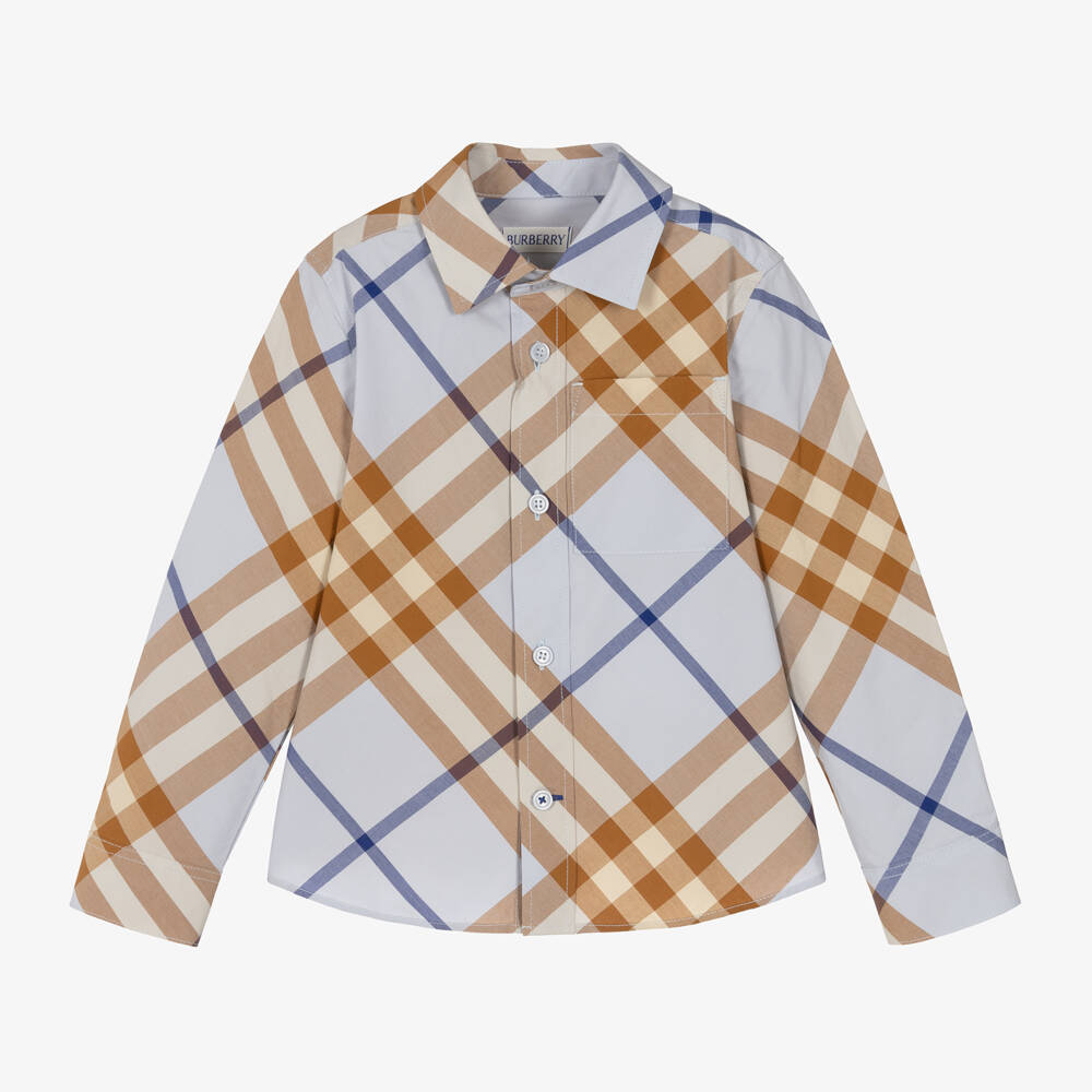 Burberry-Boys Checked Cotton Poplin Shirt | Childrensalon Outlet
