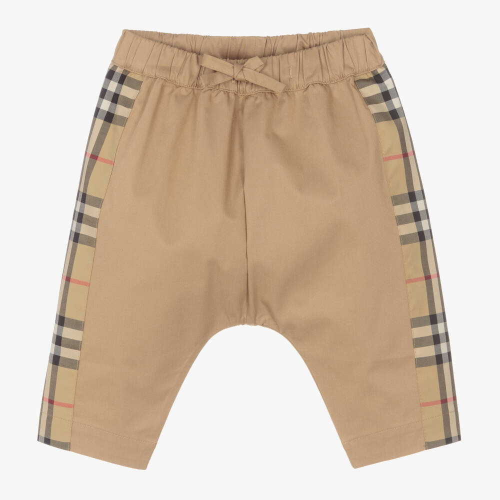 Burberry-Классические бежевые брюки в клетку для мальчиков | Childrensalon Outlet