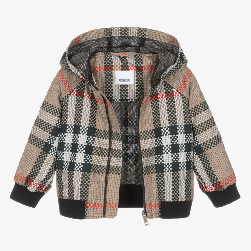 Burberry-Boys Classic Beige Patterned Coat | Childrensalon Outlet