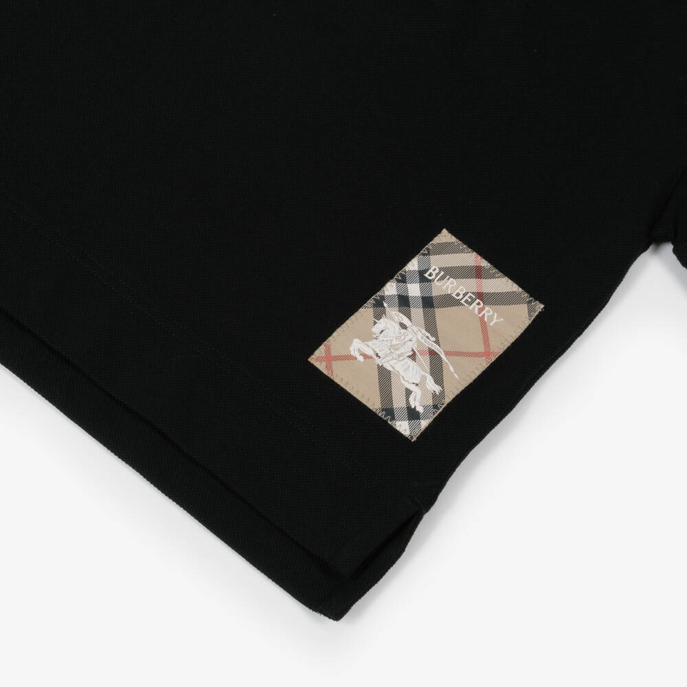 Burberry-Boys Classic Black Cotton Top | Childrensalon Outlet