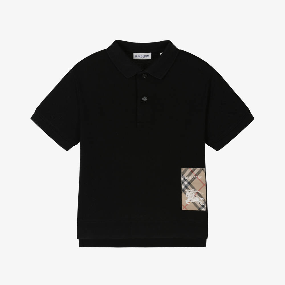 Burberry-Boys Classic Black Cotton Top | Childrensalon Outlet