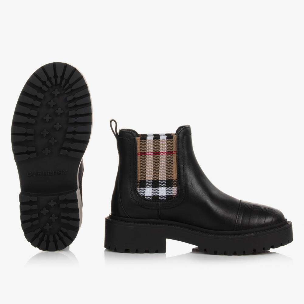 Burberry-Boys Classic Black Heritage Boots | Childrensalon Outlet
