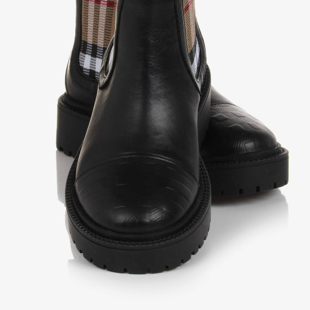 Burberry-Boys Classic Black Heritage Boots | Childrensalon Outlet