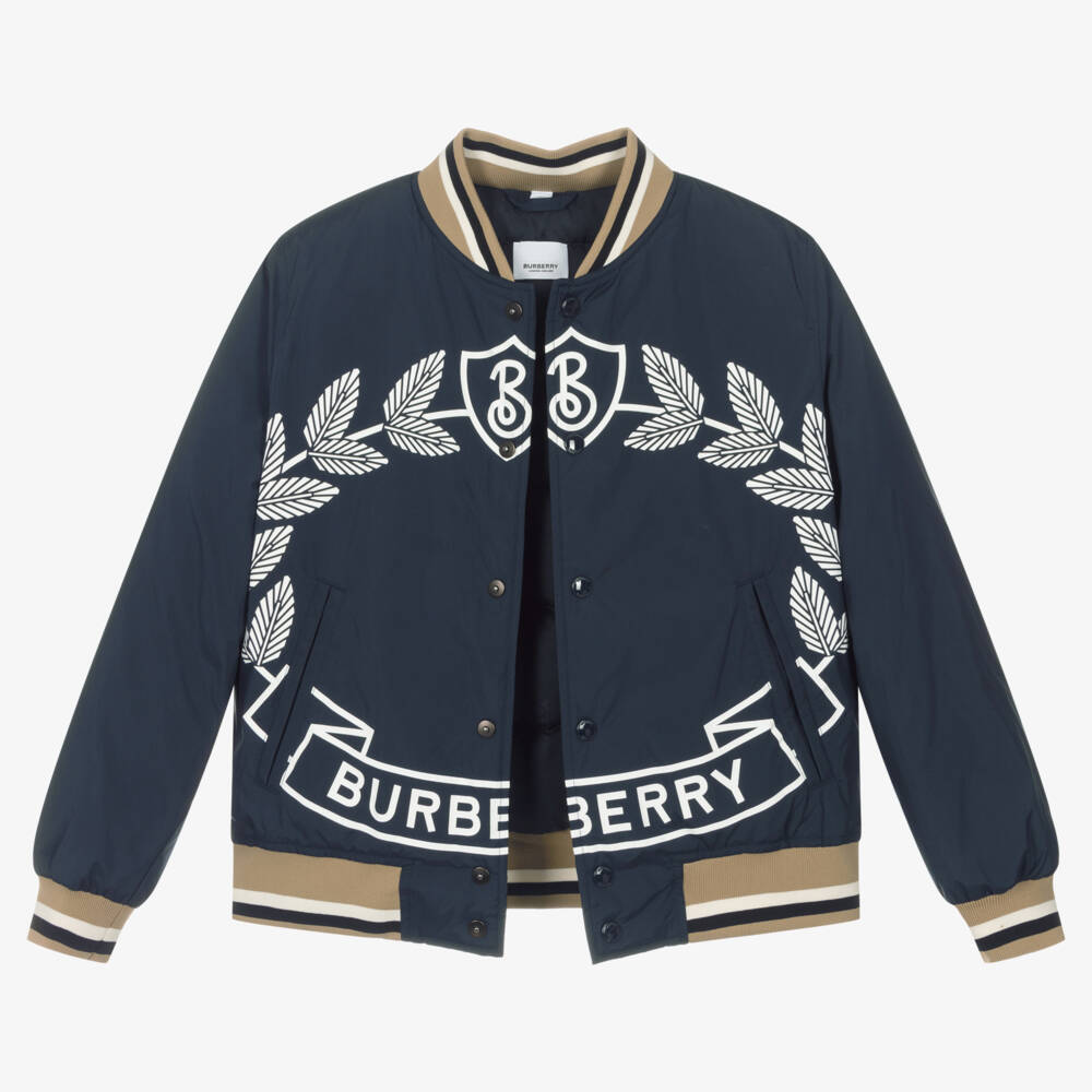 Burberry-Boys' Classic Blue Down Bomber | Childrensalon Outlet