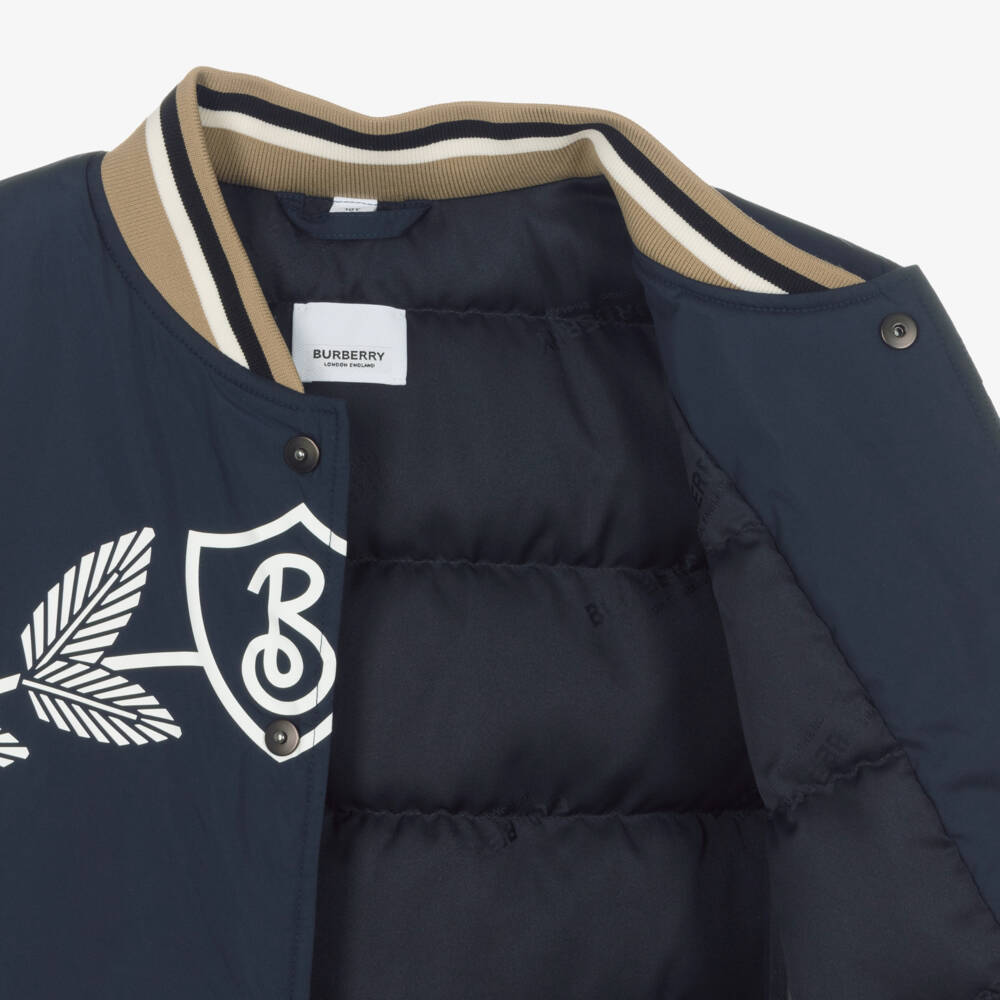 Burberry-Boys' Classic Blue Down Bomber | Childrensalon Outlet