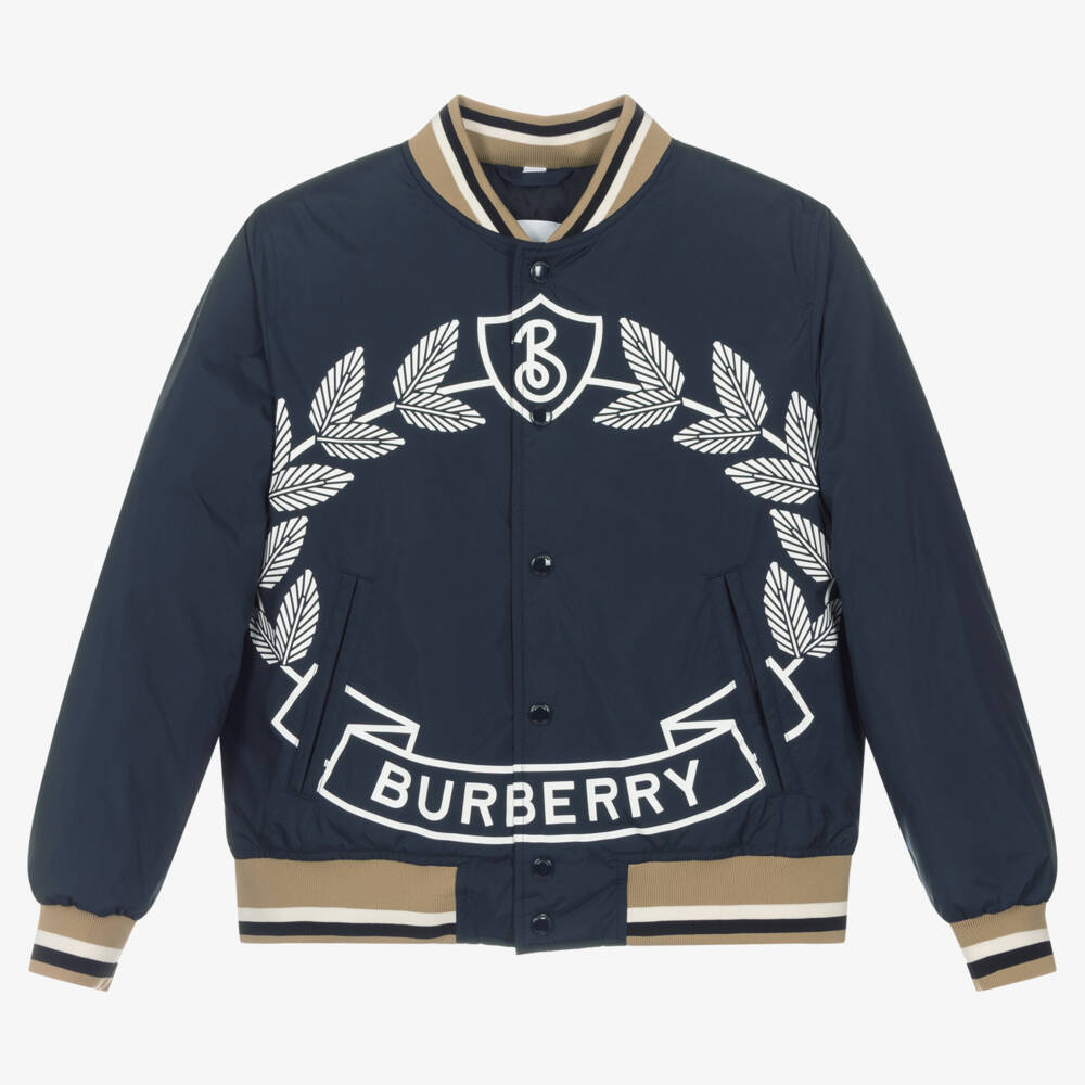 Burberry-جاكيت بومبر كلاسيكي أزرق للأولاد | Childrensalon Outlet