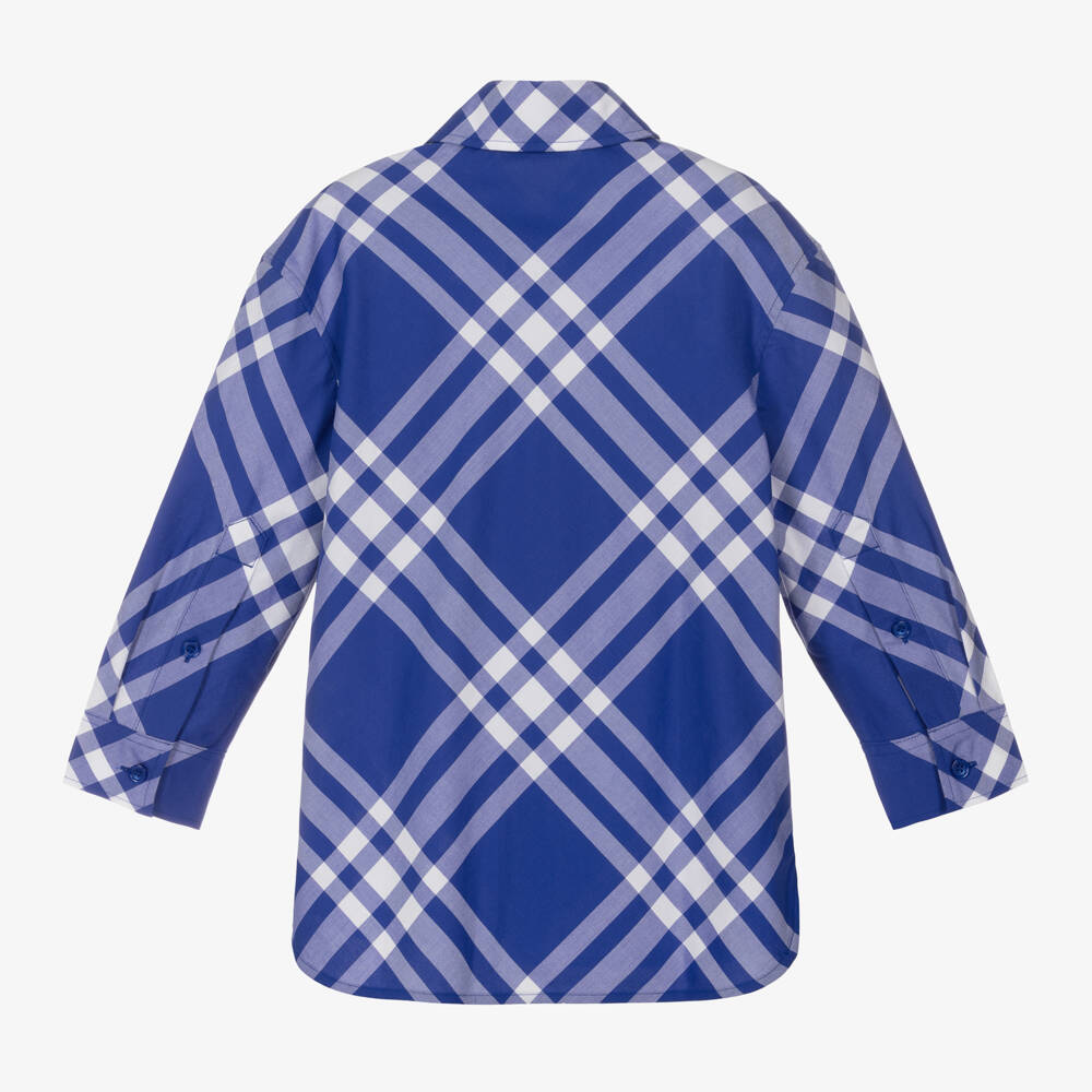 Burberry-Классическая синяя клетчатая рубашка для мальчиков | Childrensalon Outlet