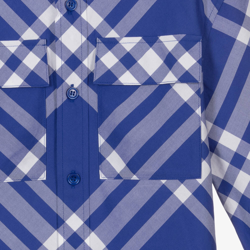 Burberry-Классическая синяя клетчатая рубашка для мальчиков | Childrensalon Outlet