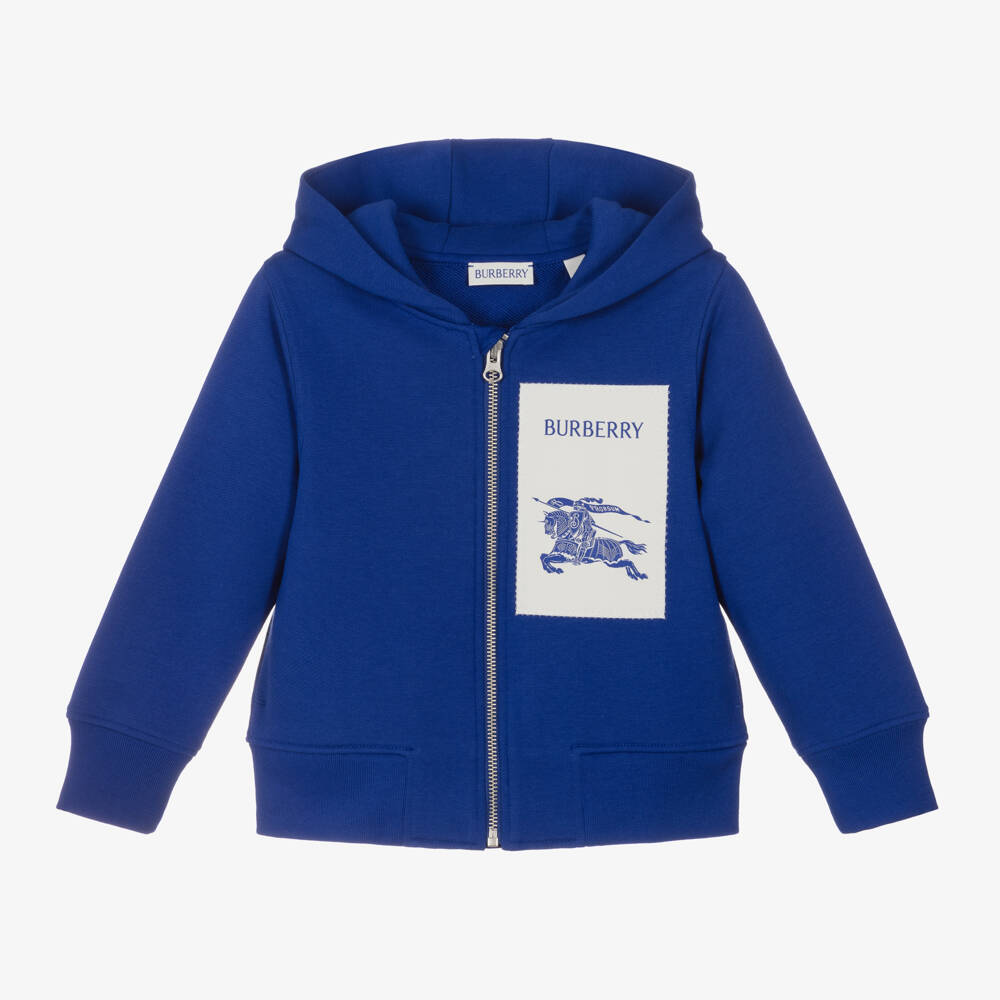 Burberry-Boys Classic Blue Zip Hoodie | Childrensalon Outlet